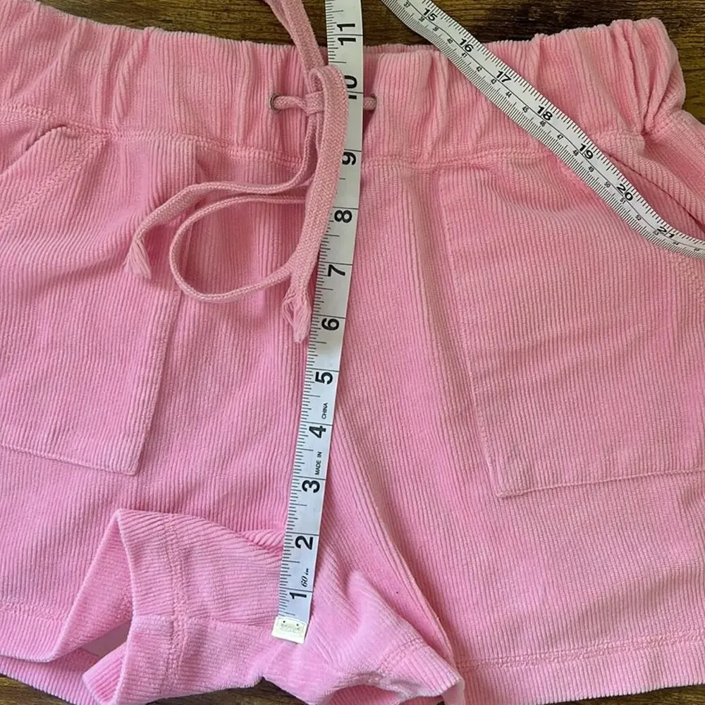 BNCI Athletique Pink Soft Rib Knit Higher Waist Drawstring Shorts